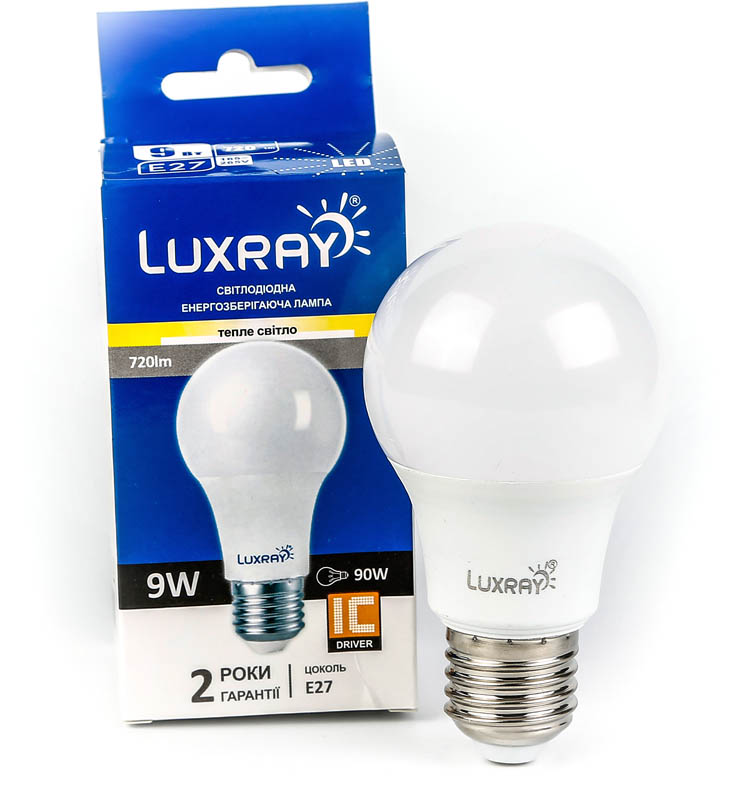 Лампа світлодіодна Luxray (6941372122959) 9Вт, E27, 3000K